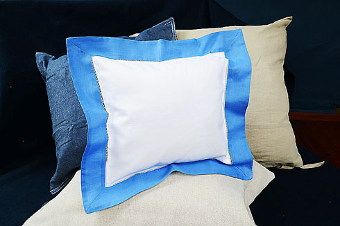 Square Hemstitch Baby Pillow with French Blue color 12" SQ.